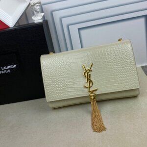 Yves Saint Laurent Carter White Crocodile Pattern
